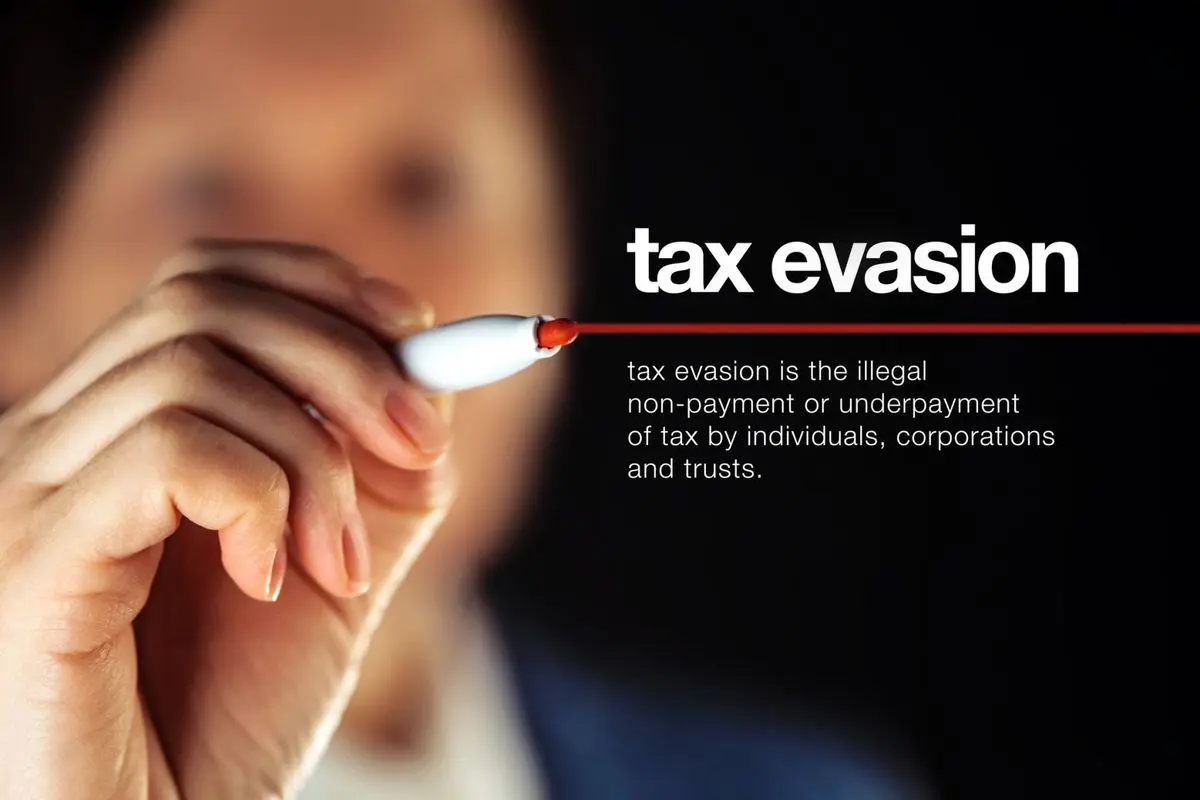 Someone underlining text explaining tax evasion