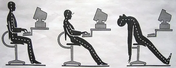 A person's posture over a 40 hour work week